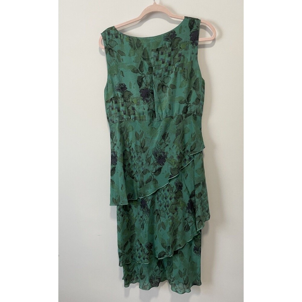 Click by Color Me Cotton Layered Green Floral Cupro Rayon Midi Dress SZ M Tiered - Picture 3 of 7